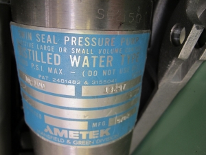 LOT TO INCLUDE: (2) STEEL JOB BOXES WITH AMETEK TWIN SEAL PRESSURE OIL AND DISTILLED WATER PUMP PARTS AND ASSEMBLIES, (1) STEEL JOB BOX ASHCROFT GAUGE-2188