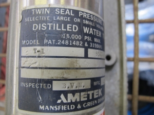 AMETEK DISTILLED WATER TWIN SEAL PRESSURE PUMP, MODEL T-1-2192