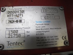 TENTEC MINI AIR DRIVEN HYDRAULIC PUMP UNIT, MODEL HTT: 6271, 21750 PSI-2200