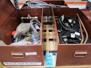 LOT TO INCLUDE: (1) JOB BOX WITH MISC. FREEZE SEAL ACCESSORIES, (1) JOB BOX WITH PNEUMATIC HOSING, 3000 PSI, 1/4", COPPER TUBING, (1) JOB BOX WITH SS BRAIDED FLEX TUBING-2201