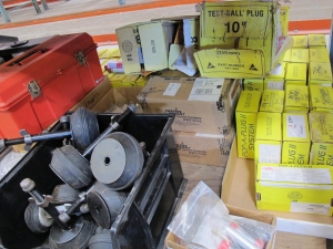 LOT TO INCLUDE: (56) POP-A-PLUG 2 SYSTEMS, PLUG TOOLS, (2 BOXES) CURTIS WRIGHT ALUMINUM GAGES, CONDENSER BRUSHES-2204