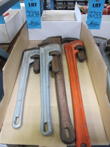 LOT TO INCLUDE MSO AND RIDGID PIPE WRENCHES: (1) 18", (1)450MM, (1) 24", (1) NO. 25-2234