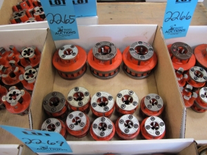 LOT TO INCLUDE RIDGID: (3) THREADING DIE HEADS, 1/4", (10) THREADING DIE HEADS, 1/3"-2265
