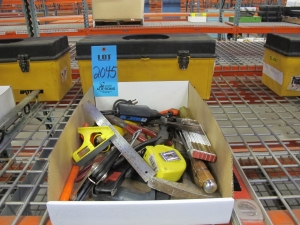 TOOLBOX SET TO INCLUDE: SCREWDRIVERS, BOXCUTTERS, PLIERS, LINEMANS PLIERS, DIAGONAL PLIER, FLIP OUT HEX KEY SETS, FILE, HANDSAW, PIPE WRENCH, CRESCENT WRENCH, HAMMER, ELECTRIC MARKER, MEASURING TAPE, PAINT SCRAPERS, LEVELS (SMALL AND LARGE), EXTENDABLE MAGNET, TELESCOPING INSPECTION MIRROR, FLASHLIGHT-2045
