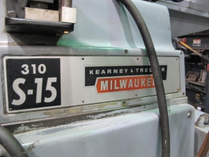 KEARNEY & TRECKER MODEL S-15 310 HORIZONTAL/VERTICAL MILL, 68" X 15" TABLE, DRO, BOX WAYS, S/N 5476083 (T-10) LOADING & HANDLING FEE $300-207