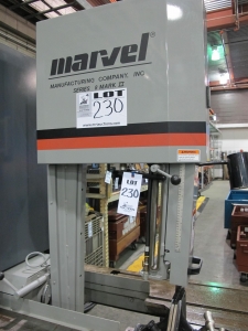 MARVEL SERIES 8 MARK II VERTICAL BAND SAW, TILTING HEAD, S/N 830587 (T-10) LOADING & HANDLING FEE $300-230