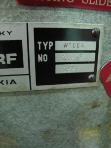 TOS W100A TABLE TYPE HORIZONTAL BORING MILL, 3.93" SPINDLE, ISO 50 TAPER, MAX DIAMETER FACE TURNING: 35.43", TRAVELS: X- 63", Y-44", Z-49", 49" X 49" ROTARY TABLE, 6,600 LB CAPACITY TABLE, TAIL STOCK, FACING HEAD, NUMBER OF SPEEDS 23, 1120 RPM, 4 AXIS DRO, 15 HP, S/N 26-28 (T-10) LOADING & HANDLING FEE $1,500-279