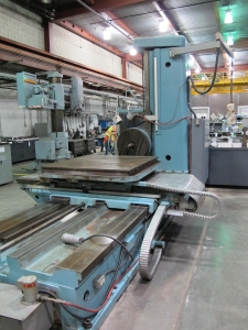 TOS W100A TABLE TYPE HORIZONTAL BORING MILL, 3.93" SPINDLE, ISO 50 TAPER, MAX DIAMETER FACE TURNING: 35.43", TRAVELS: X- 63", Y-44", Z-49", 49" X 49" ROTARY TABLE, 6,600 LB CAPACITY TABLE, TAIL STOCK, FACING HEAD, NUMBER OF SPEEDS 23, 1120 RPM, 4 AXIS DRO, 15 HP, S/N 26-28 (T-10) LOADING & HANDLING FEE $1,500-279