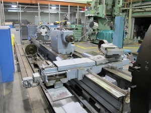 LEBLOND LARGE HEAVY DUTY SLIDING BED LATHE, SERIES NK 4025, 40" X 444", 25" SWING OVER CROSS SLIDE, 57" 4-JAW CHUCK, 5-600 RPM SPINDLE SPEED, TAILSTOCK, TAPER ATTACHMENT, TOOL POST HOLDER, (2) 14" STEADY RESTS, HARDENED & GROUND WAYS, THREAD DIAL, 75 HP, COOLANT, S/N 3NK942-R2877 (T-10) LOADING & HANDLING FEE $3,500-299