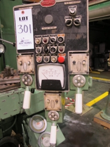 1988 BULLARD DYNATROL VERTICAL HIGH COLUMN TURRET LATHE, 46" ROTARY 4-JAW POWER CHUCK, MAX TURNING DIAMETER W/SIDE HEAD: 58", MAX TURNING HEIGHT UNDER RAIL: 64", 5-POSITION SWIVEL HEAD, SIDE HEAD, TWO RANGE HEAD STOCK, SCAN-O MATIC TRACER, PENDANT CONTROL, 50 HP, ACCU-RITE DRO, S/N 33056 (T-10) LOADING & HANDLING FEE $8,500-301