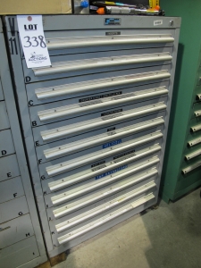 RACK ENGINEERING CO 9-DRAWER TOOL CABINET W/ CONTENTS (T-10) LOADING & HANDLING FEE $50-338