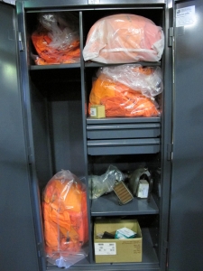 STRONG HOLD 2-DOOR STORAGE CABINET W/ CONTENTS (T-10) LOADING & HANDLING FEE $50-527