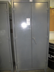 STRONG HOLD 2-DOOR STORAGE CABINET W/ CONTENTS (T-10) LOADING & HANDLING FEE $50-542
