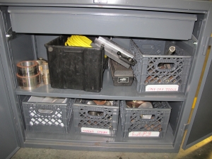 STRONG HOLD 2-DOOR STORAGE CABINET W/ CONTENTS (T-10) LOADING & HANDLING FEE $50-547