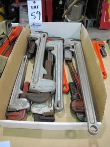 LOT (9) ASST'D PIPE WRENCHES (T-10) LOADING & HANDLING FEE $10-59