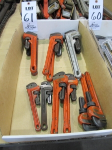 LOT (12) ASST'D PIPE WRENCHES (T-10) LOADING & HANDLING FEE $10-61