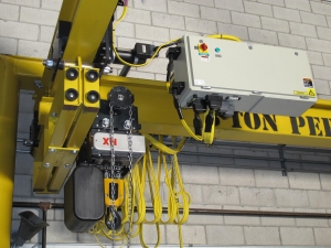 KUNDEL 30' W 40' L OVER HEAD CRANE, 3-TON W/ (2) 3-TON KONECRANES ELECTRIC CRANES (T-10) LOADING & HANDLING FEE $6,000-616A