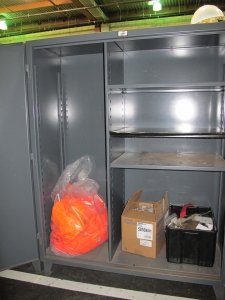 STRONG HOLD 2-DOOR STORAGE CABINET W/ CONTENTS (T-10) LOADING & HANDLING FEE $50-618