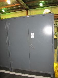 STRONG HOLD 2-DOOR STORAGE CABINET W/ CONTENTS (T-10) LOADING & HANDLING FEE $50-618