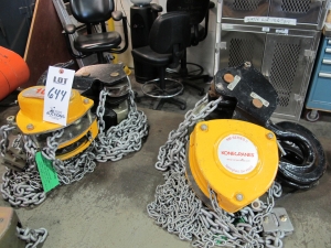 LOT (2) KONE CRANES CHAIN HOIST, 10-TON CAP (T-10) LOADING & HANDLING FEE $25-644