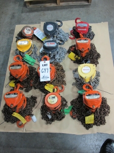 LOT (12) ASST'D CHAIN HOISTS (T-10) LOADING & HANDLING FEE $25-649