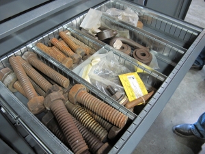 STRONG HOLD 2-DOOR STORAGE CABINET W/ CONTENTS (T-10) LOADING & HANDLING FEE $50-656