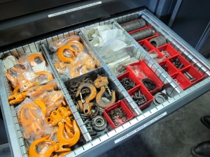 STRONG HOLD 2-DOOR STORAGE CABINET W/ CONTENTS (T-10) LOADING & HANDLING FEE $50-657