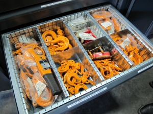 STRONG HOLD 2-DOOR STORAGE CABINET W/ CONTENTS (T-10) LOADING & HANDLING FEE $50-657