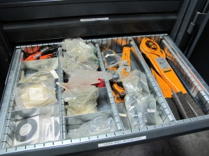 STRONG HOLD 2-DOOR STORAGE CABINET W/ CONTENTS (T-10) LOADING & HANDLING FEE $50-658