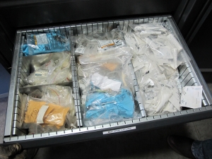 STRONG HOLD 2-DOOR STORAGE CABINET W/ CONTENTS (T-10) LOADING & HANDLING FEE $50-658