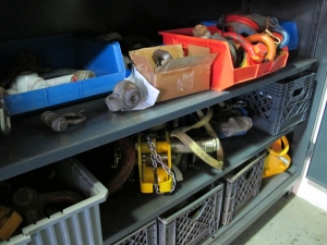 STRONG HOLD 2-DOOR STORAGE CABINET W/ CONTENTS (T-10) LOADING & HANDLING FEE $50-659