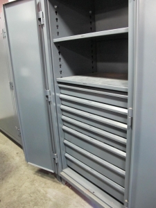 STRONG HOLD 2-DOOR STORAGE CABINET W/ CONTENTS (T-10) LOADING & HANDLING FEE $50-662