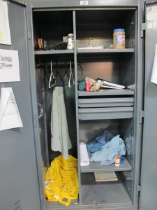 STRONG HOLD 2-DOOR STORAGE CABINET W/ CONTENTS (T-10) LOADING & HANDLING FEE $50-665
