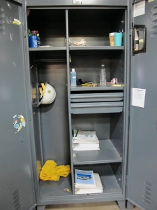 STRONG HOLD 2-DOOR STORAGE CABINET W/ CONTENTS (T-10) LOADING & HANDLING FEE $50-667