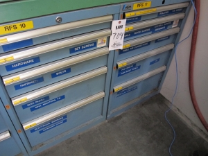 LOT (2) LISTA 5-DRAWER TOOL CABINETS W/ CONTENTS (T-10) LOADING & HANDLING FEE $100-704