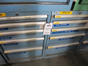 LOT (2) LISTA 5-DRAWER TOOL CABINETS W/ CONTENTS (T-10) LOADING & HANDLING FEE $100-705