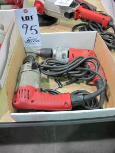LOT (2) MILWAUKEE ELECTRIC HAND DRILLS (T-10) LOADING & HANDLING FEE $10-95