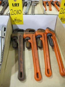 LOT (4) 12" RIDGE PIPE WRENCHES (G-49) LOADING & HANDLING FEE $10-2010