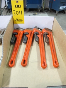 LOT (4) 12" RIDGE PIPE WRENCHES (G-49) LOADING & HANDLING FEE $10-2011