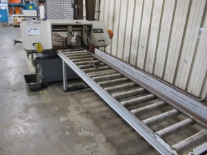 WILTON HORIZONTAL BANDSAW MODEL 7060 1"X156" BLADE W/ 20"X10' INLET AND OUTLET ROLLER CONVEYORS, S/N 0704020 (G-49) LOADING & HANDLING FEE $300-2111