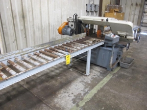 WILTON HORIZONTAL BANDSAW MODEL 7060 1"X156" BLADE W/ 20"X10' INLET AND OUTLET ROLLER CONVEYORS, S/N 0704020 (G-49) LOADING & HANDLING FEE $300-2111
