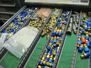 STANLEY VIDMAR 11-DRAWER INDUSTRIAL PARTS CABINET W/ PLUMBING FITTINGS (G-49) LOADING & HANDLING FEE $50-2147