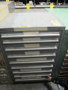 LYON 9-DRAWER INDUSTRIAL PARTS CABINET W/ BRASS FITTINGS (G-49) LOADING & HANDLING FEE $50-2148