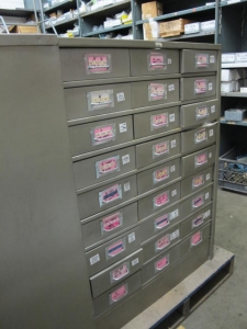 LOT ROOM W/ BOLTS, DRILLS, COUPLINGS, FLANGES, THREADED ROD & RELATED ITEMS (CONTENTS ONLY, NO SHELVING) (G-49) (TO BE PURCHASED ONLY BY AN INSURED BUYER, TO BE LOADED BY HAND. NO FORKLIFT USE ALLOWED.)-2158