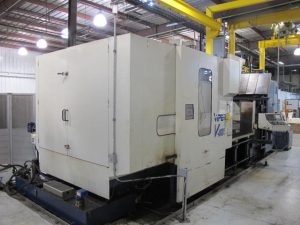 2001 VIPER V-4000 GXT VERTICAL BRIDGE MILL, TRAVELS: X-157.5", Y-77.60", Z-42.13", SPINDLE END TO COLUMN: 13.66", DISTANCE BETWEEN COLUMNS: 86.6" TABLE SIZE: 161.4" X 72", 24,250 TABLE LOAD, 6,000 RPM SPINDLE, CT 50 TAPER SPINDLE, 35 HP UPGRADE, SIDE MOUNT 60 ATC, FANUC 18MC CNC CONTROL, FANUC HPCC.64BIT RISC PR, COOL JET CHIP BLASTER, S/N 3733 (G-49) LOADING & HANDLING FEE $17,500-2187
