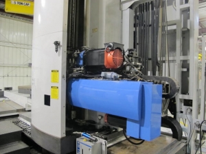 2003 SNK IKEGAI TABLE TYPE HORIZONTAL BORING MILL, NB 130P E3.5, 5.118" SPINDLE DIAMETER, TRAVELS: X-137", Y-98", Z-63", W-27.5", TABLE SIZE: 70.86" X 63", ROTARY TABLE CAPACITY: 22.045 LBS, 2,500 RPM SPINDLE SPEED, CAT 50 TAPER SPINDLE, COOLANT THRU SPINDLE, RIGID TAPPING, 35 HP, 60 ATC, COOL POWER, FANUC 16iMB CNC CONTROL, 5 AXIS SIMULTANEOUS CONTROL, STEEL WAY COVERS, CHIP CONVEYOR, S/N NB4002 (G-49) LOADING & HANDLING FEE $17,500-2188