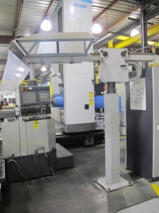 2003 SNK IKEGAI TABLE TYPE HORIZONTAL BORING MILL, NB 130P E3.5, 5.118" SPINDLE DIAMETER, TRAVELS: X-137", Y-98", Z-63", W-27.5", TABLE SIZE: 70.86" X 63", ROTARY TABLE CAPACITY: 22.045 LBS, 2,500 RPM SPINDLE SPEED, CAT 50 TAPER SPINDLE, COOLANT THRU SPINDLE, RIGID TAPPING, 35 HP, 60 ATC, COOL POWER, FANUC 16iMB CNC CONTROL, 5 AXIS SIMULTANEOUS CONTROL, STEEL WAY COVERS, CHIP CONVEYOR, S/N NB4002 (G-49) LOADING & HANDLING FEE $17,500-2188