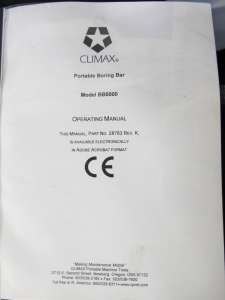 CLIMAX MODEL BB5000 PORTABLE BORING BAR SET (G-49) LOADING & HANDLING FEE $25-2309