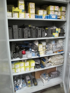 2-DOOR METAL CABINET W/ CALD WELDING MATERIALS AND MOLDS (G-20) LOADING & HANDLING FEE $50-2467