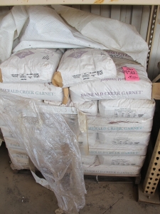 LOT (4) PALLETS HEAVY MINERALS INC. 100LB BAGS SHOT BLAST MEDIA (G-40 OUTSIDE) LOADING & HANDLING FEE $100-4312
